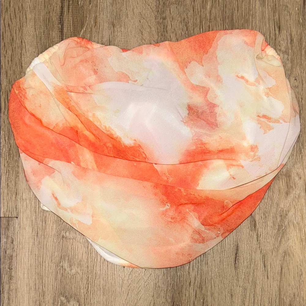 PrettyLittleThing Orange and White Corset Top